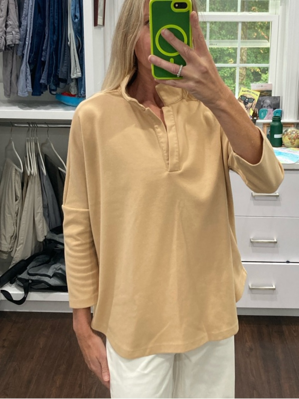 Pomander Place Lightweight Beige Tunic Polo